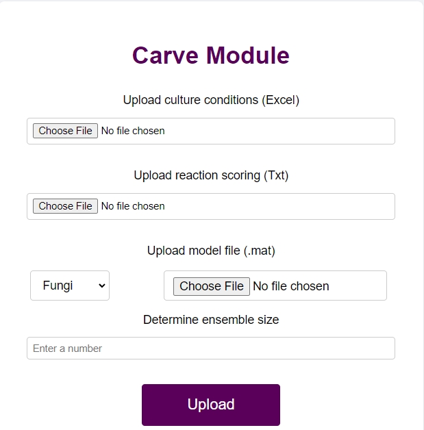 Figure 3 The data upload module of Carve.